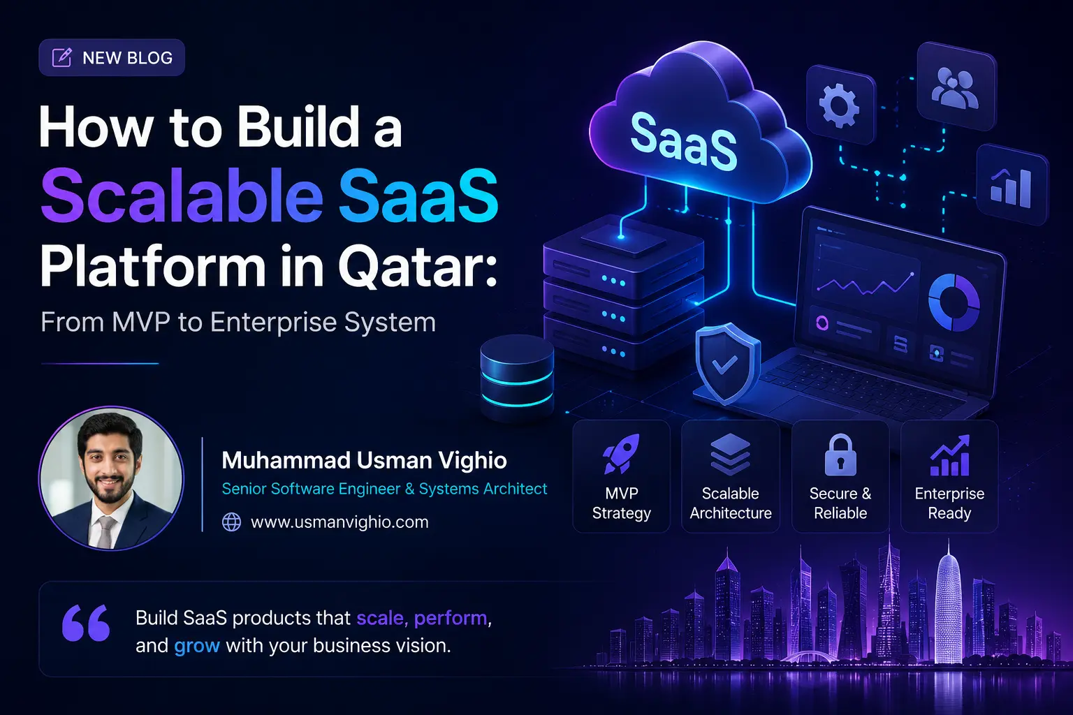 مخطط معماري لمنصة SaaS قابلة للتوسع تجمع بين Laravel وFilament وNext.js وFlutter لسوق قطر ودول مجلس التعاون الخليجي