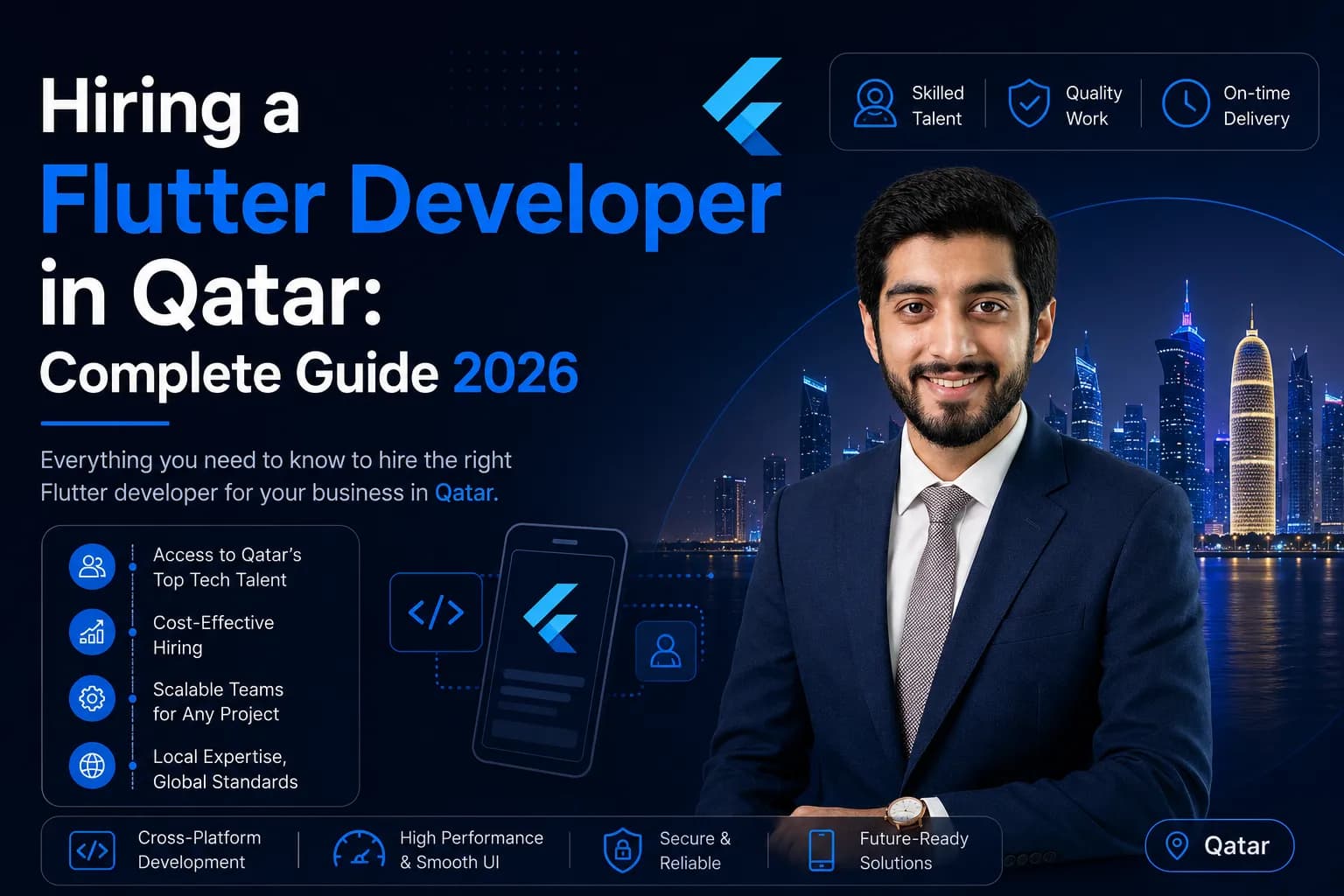 دليل شامل لتوظيف مطور Flutter في قطر لعام 2026 يستعرض خبرة تطوير تطبيقات Flutter، وهندسة الجوال، وخدمات تطوير البرمجيات في قطر.