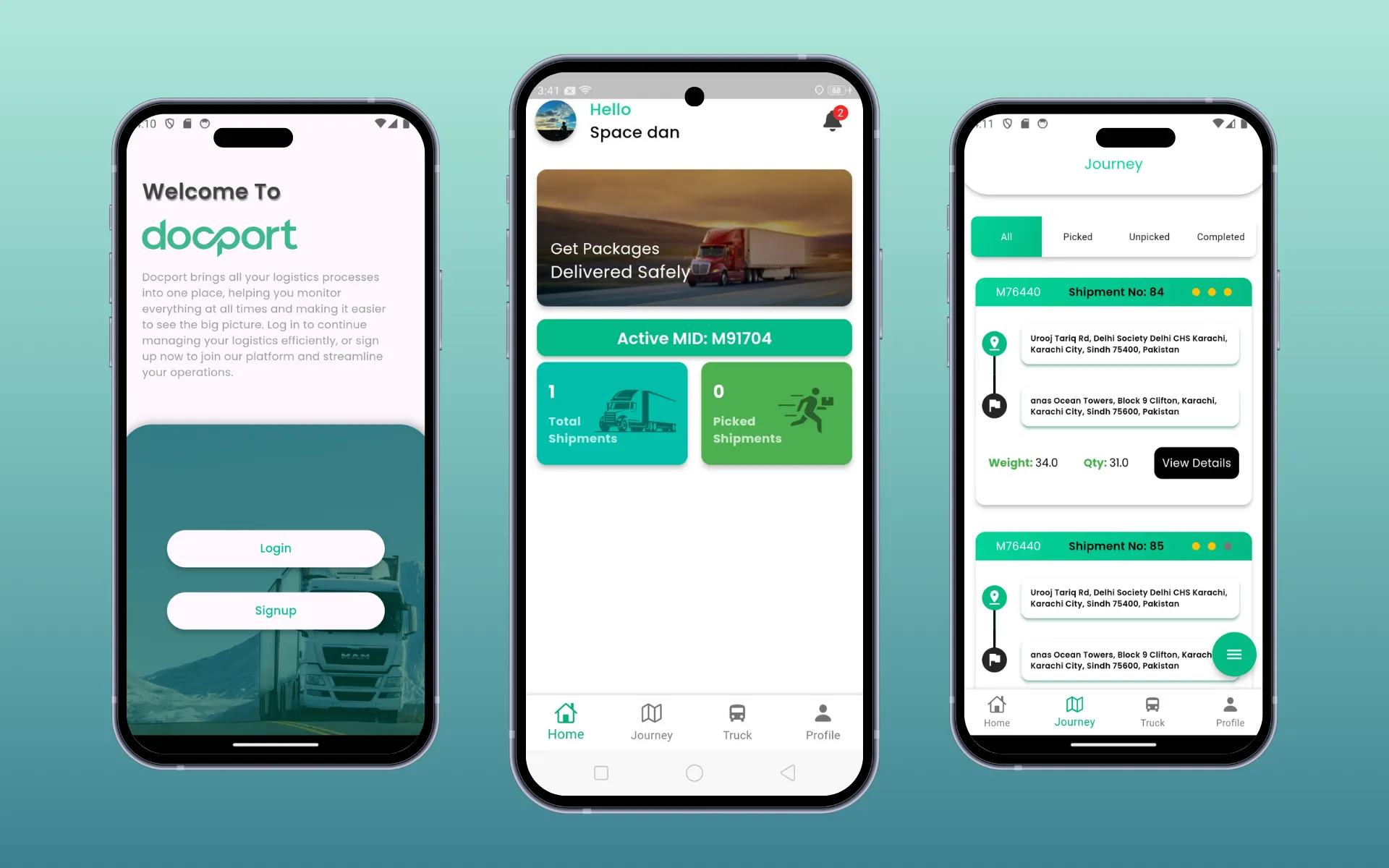 DocPort — Logistics SaaS platform with shipment tracking, delivery management, and mobile logistics operations